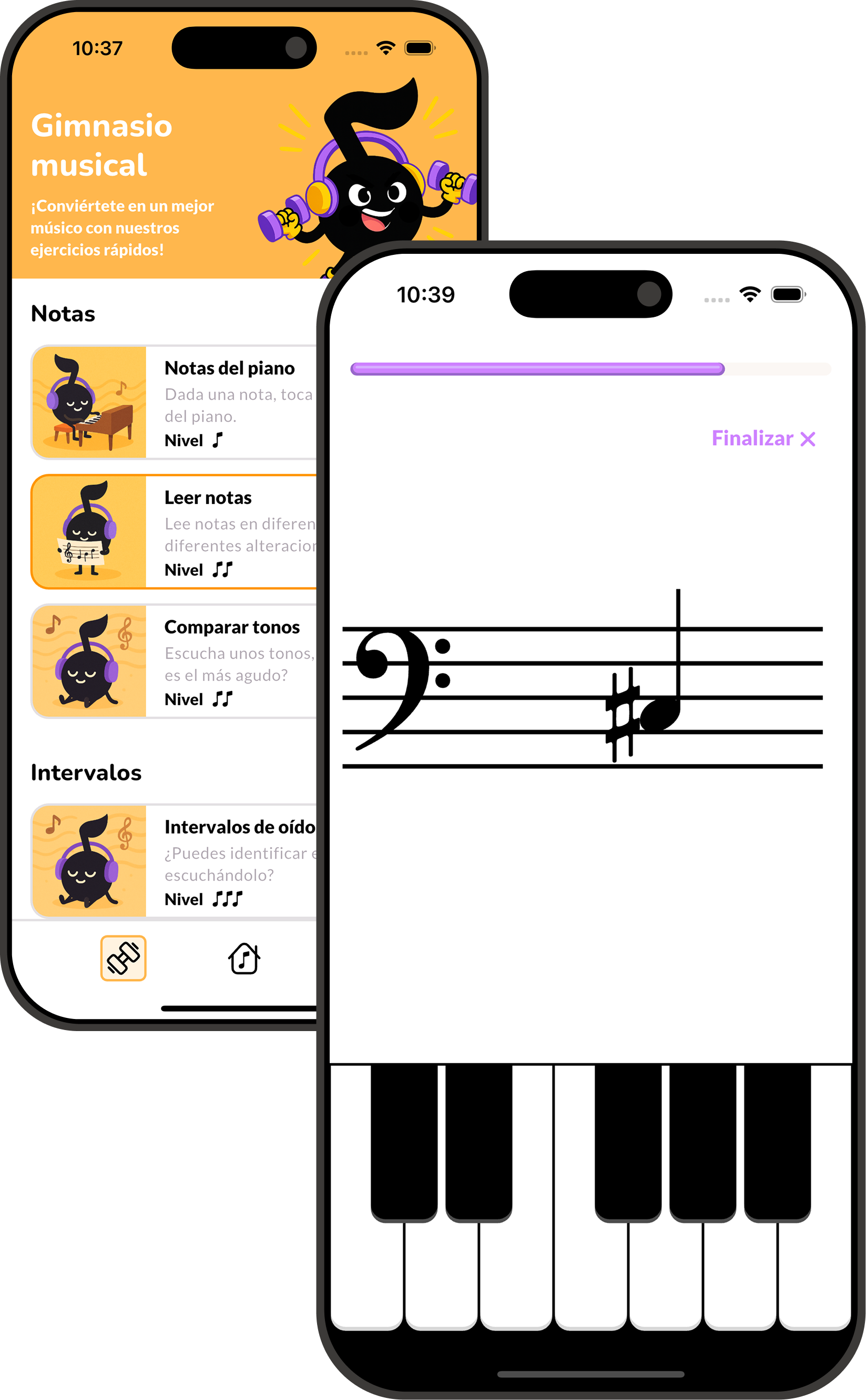 Phones displaying the Solfy app interface